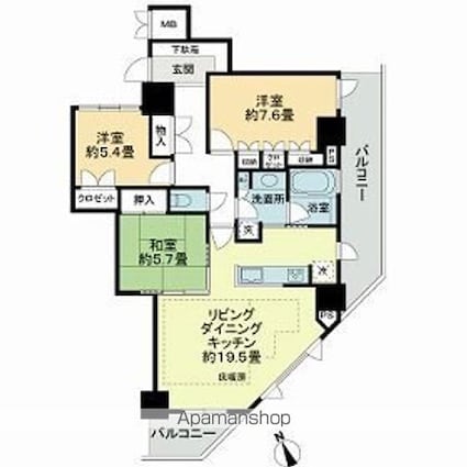 グランスイート千種タワー[3LDK/91.69m2]の間取図