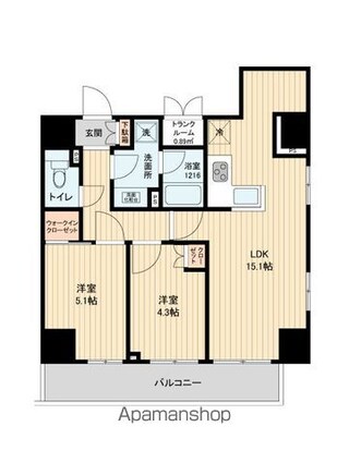 東京都北区田端新町２丁目[2LDK/56.02m2]の間取図