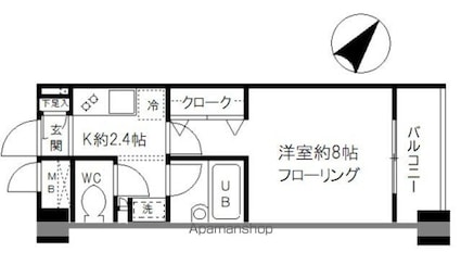 Ｃａｓａ　Ｖｅｒｄｅ[1K/27.06m2]の間取図