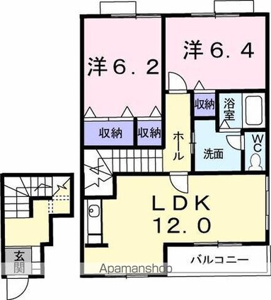 リーヴメゾン北館　Ｃ[2LDK/65.53m2]の間取図