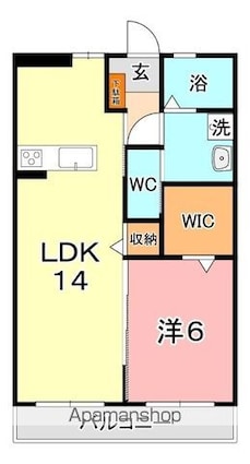 岡山県倉敷市沖新町[1LDK/46.2m2]の間取図