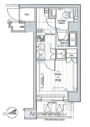 プレミアムキューブ大森ＤＥＵＸ[1K/21.26m2]の間取図