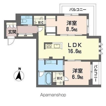 ザ　ロデム　レジデンシー[2LDK/75.77m2]の間取図