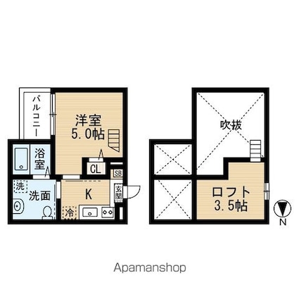 フォルゴーレ[1K/18.79m2]の間取図