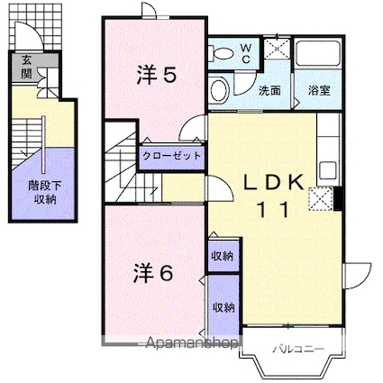 フロール清風Ａ[2LDK/58.98m2]の間取図