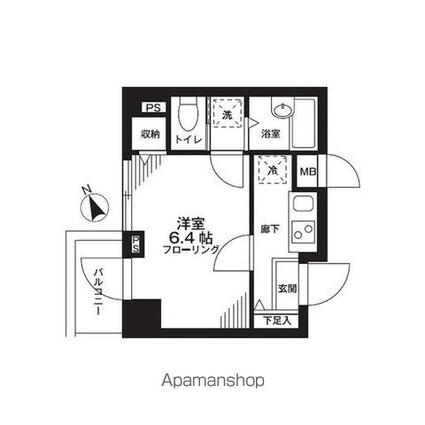 東京都新宿区余丁町[1K/21.34m2]の間取図