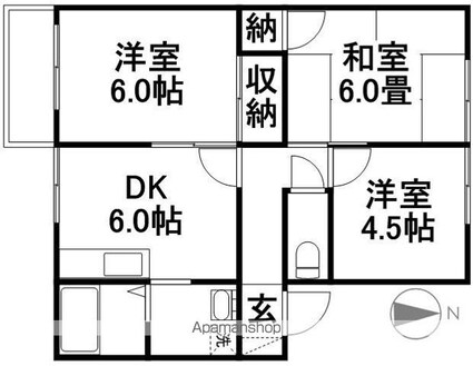 岡山県倉敷市玉島阿賀崎２丁目[3DK/51.34m2]の間取図