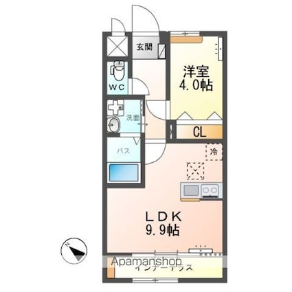 グラティテュード・Ｋ[1LDK/40.5m2]の間取図