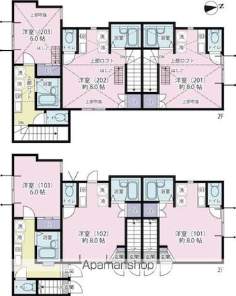 グランドーレ小金井[1K/20.6m2]の間取図