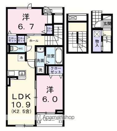 エール　アン[2LDK/66.02m2]の間取図