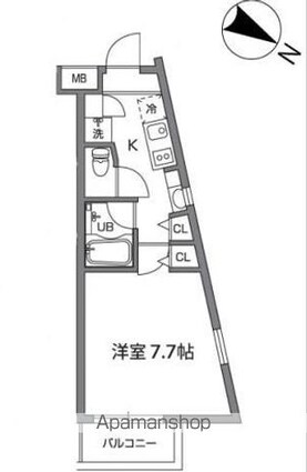 プライムアーバン烏山ガレリア[1K/25.05m2]の間取図