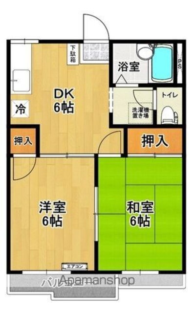 福島県郡山市大槻町字天正坦[2DK/35.3m2]の間取図
