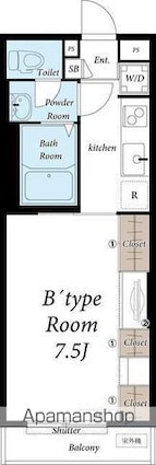 リブリ・パークリビング暁[1K/26.08m2]の間取図