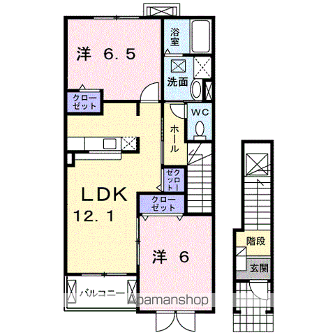 【岐阜市粟野西のアパートの間取り】