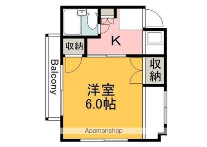 広島県広島市中区竹屋町[1K/20m2]の間取図