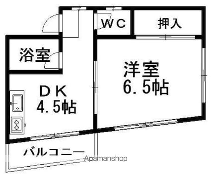 ダイヤモンドビューミツイ[1DK/26.73m2]の間取図