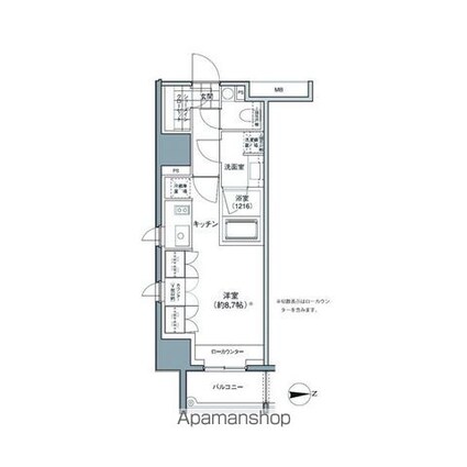 パークハビオ東中野[1R/30.3m2]の間取図