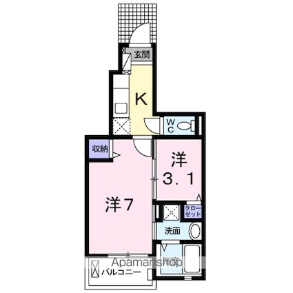 グランツェン[2K/31.65m2]の間取図