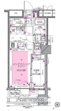 ピアース銀座レジデンス[1LDK/30.29m2]の間取図