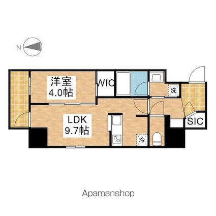 ブランシエスタ金山北[1LDK/37.44m2]の間取図