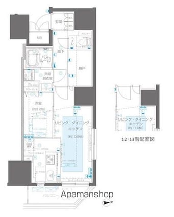 ＺＯＯＭ信濃町[1LDK/43.34m2]の間取図