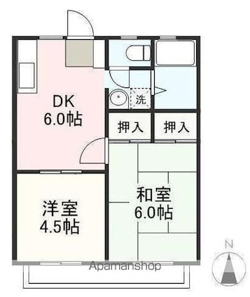 パナハイツ木太Ａ・Ｂ・Ｃ[2DK/35.91m2]の間取図