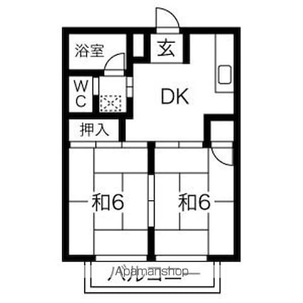 岐阜県各務原市三井北町２丁目[2DK/42.9m2]の間取図