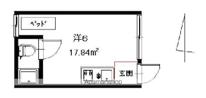 香川県高松市宮脇町１丁目[1R/17.84m2]の間取図