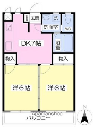 サンハイム枝松[2DK/39.7m2]の間取図