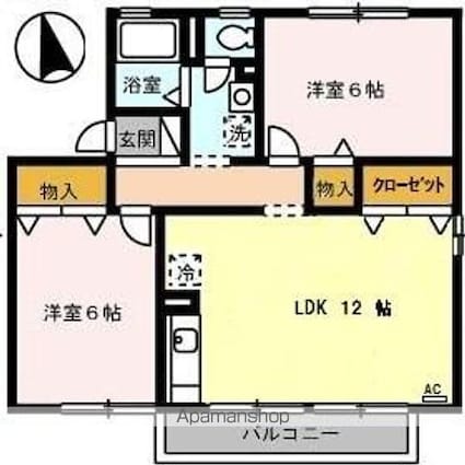 ファミール河野Ａ・Ｂ・Ｃ棟[2LDK/55.44m2]の間取図