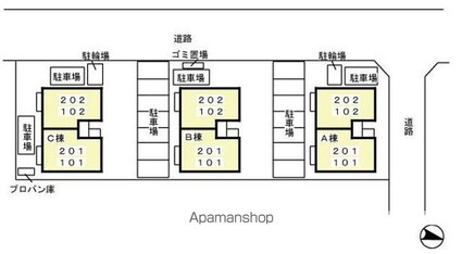 グランシャリオ　ＡＢＣ[2LDK/53.76m2]の配置図