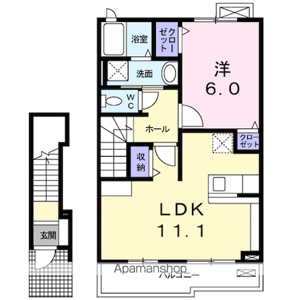 フォレスタ[1LDK/46.09m2]の間取図