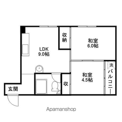 山口マンション[2LDK/37m2]の間取図