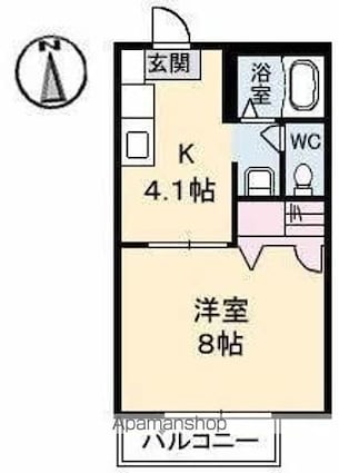 カサベルデⅢ[1K/28.24m2]の間取図