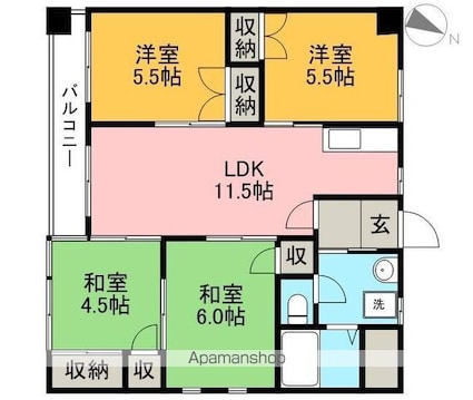 美和ハイツⅢ[4LDK/68.24m2]の間取図