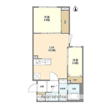 ウェルスクエア祖師ヶ谷大蔵[2LDK/40.47m2]の間取図