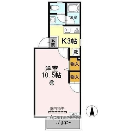 ローズハイツ[1K/29.75m2]の間取図