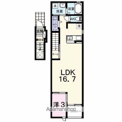 ウッド　ウィル[1LDK/46.7m2]の間取図