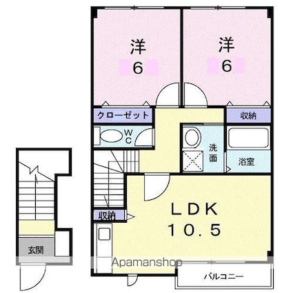 アロッジオＫ３　Ｂ[2LDK/56.48m2]の間取図