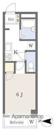 木屋町ホームズ[1K/22.36m2]の間取図