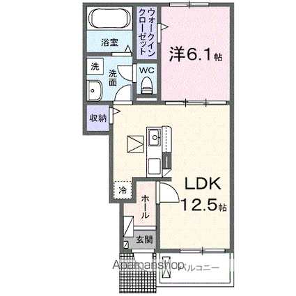 ウィズ・テール南彦根２号館[1LDK/44.7m2]の間取図