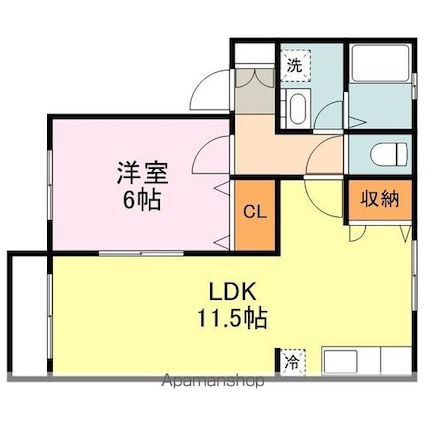 サンシティエキヤＢ[1LDK/48.02m2]の間取図