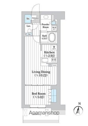 アビティグランデ砧　（Ｂ棟）[1LDK/45.1m2]の間取図
