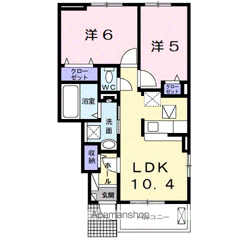 和歌山市西庄のアパートの間取り