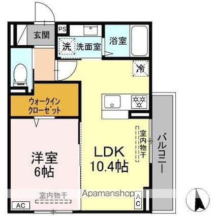 トリシア東口[1LDK/40.3m2]の間取図
