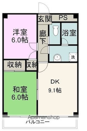 サンハイツエバンス[2DK/51.01m2]の間取図