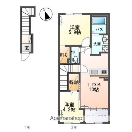 仮）土浦市乙戸アパート[2LDK/53.8m2]の間取図