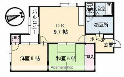 メゾン江波東[2DK/52m2]の間取図