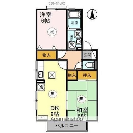 コーポラスＩＴＯⅡ　Ｂ[2DK/50.38m2]の間取図