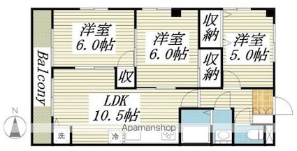 和歌山県和歌山市松ケ丘１丁目[3LDK/59.66m2]の間取図